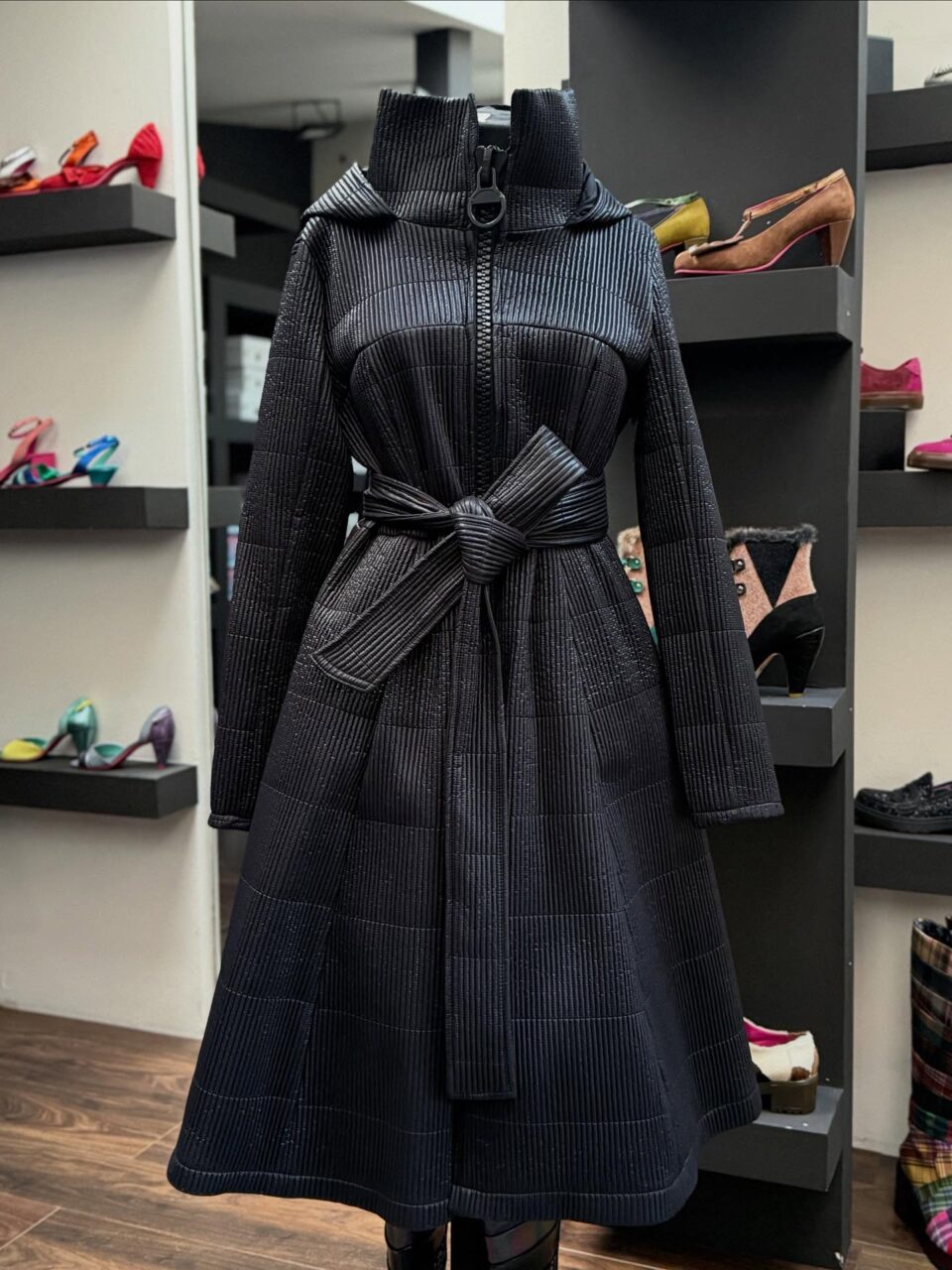 Long insulated elegant jacket with hood